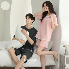 Sporty Minimalist Cotton Couple Lounge Set