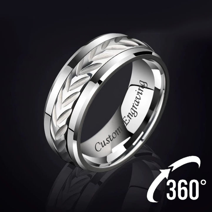 Mens Fidget Wedding Ring with Engraving Tungsten