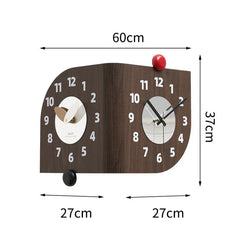 Corner Double-Sided Silent Wall Clock â€?Rich Brown (Dual Time)