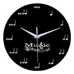 Music Notes Wall Décor Silent Circular Clock â€?Artistic and Stylish Design