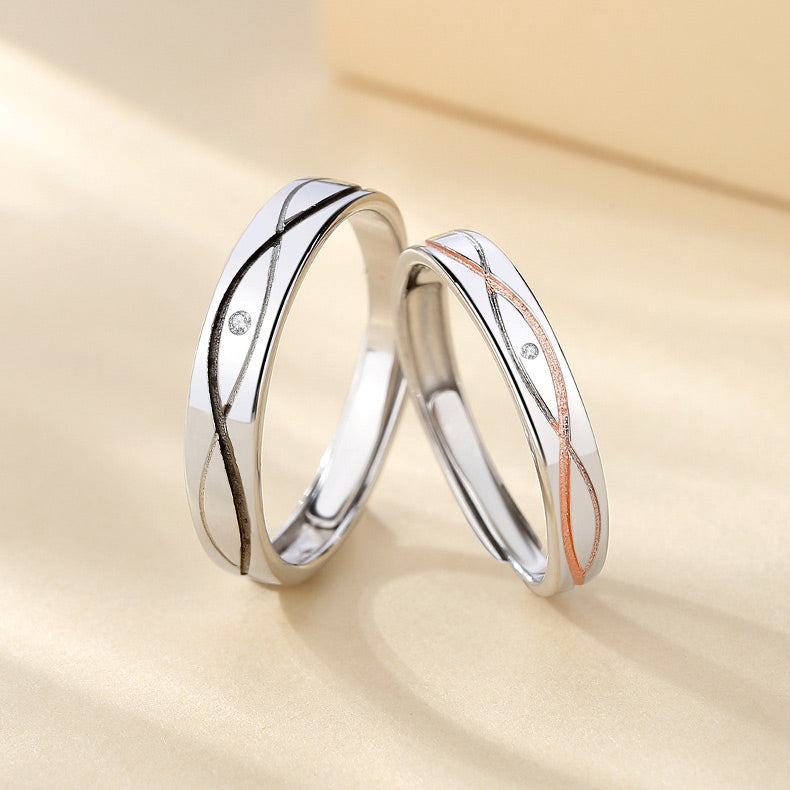 Personalized Matching Rings Set for Couples (Adjustable size)