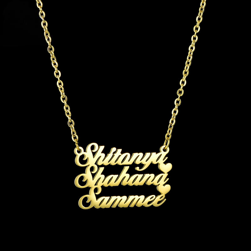 Gulleiâ„?Personal 3 Names Vertical Necklace