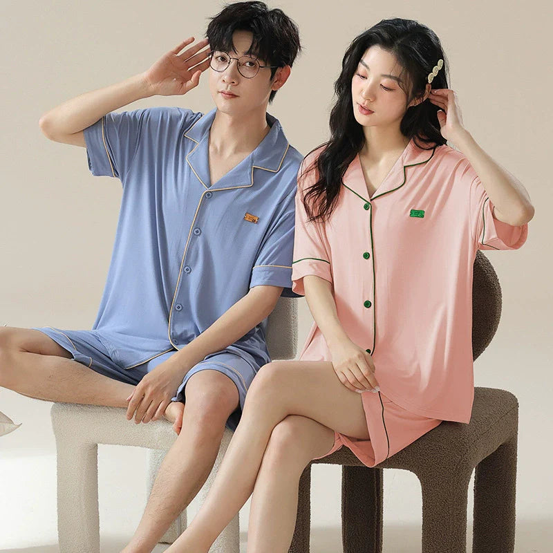 Gulleiâ„?Pajamas Set Short Sleeve Button Front Modal