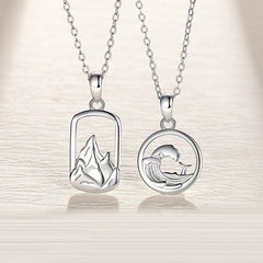 Mountain Waves Necklace Promise Gift for Couple