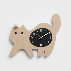 Gulleiâ„?Cute Cat Silent Wall Clock for Kids Bedroom