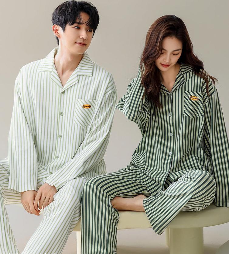 Matching Couple Pajamas Cotton | Pin Stripe