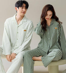 Matching Couple Pajamas Cotton | Pin Stripe
