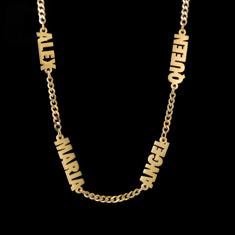 Thick Chain Multiple Names Necklace