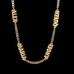 Thick Chain Multiple Names Necklace