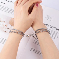 Magnetic Hearts Matching Chains Bracelets