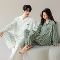 Matching Couple Pajamas Cotton | Pin Stripe
