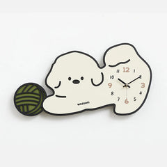 Cute Puppy Kids Bedroom Silent Wall Clock â€?Playful Puppy Design