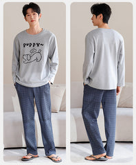 Cute Puppy Graphic 100% Cotton Couple Pajamas