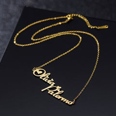 Personalized Double Name Necklace - 18K Gold Couple Gift