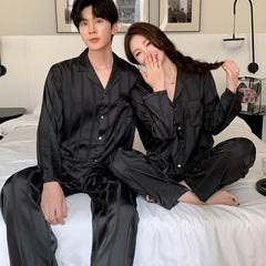Modern Luxury Faux Silk Couple Pajamas â€?Minimalist Chic & Elegant