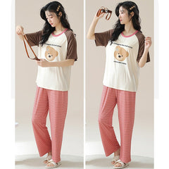 Cute Bear Cotton Pajamas Set for Women