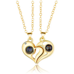 Engravable Light Projection Magnetic Hearts Couple Jewelry Gift