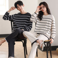 Matching Couple Pajamas Set â€?100% Cotton Minimalist Striped Loungewear