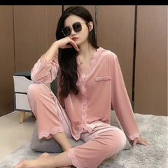 Luxury Velour Pajama Set for Women - Gullei