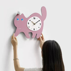 Cute Cat Kids Bedroom Silent Wall Clock â€?Playful Design & Quiet Movement