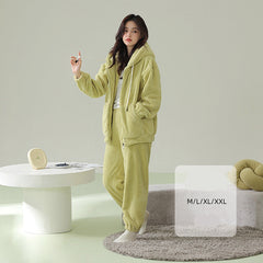 4-Piece Warm Hoodie Matching Pajamas Set for Couples