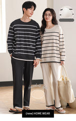 Matching Couple Pajamas Set â€?100% Cotton Minimalist Striped Loungewear