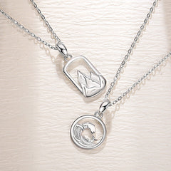 Mountain Waves Necklace Promise Gift for Couple