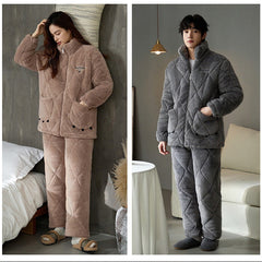 Matching Pajamas â€?Triple-Layer Coral Fleece, High Collar | Gullei