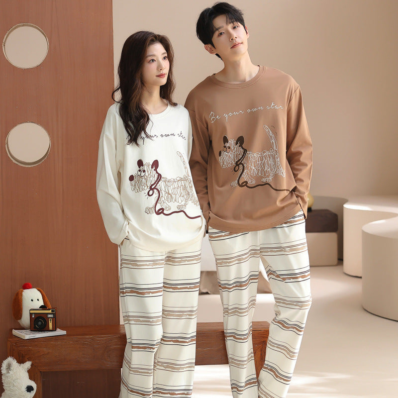 Matching Couple Pajamas Set â€?Abstract Dog Print, Soft Cotton Comfort
