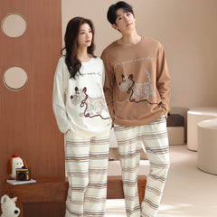 Matching Couple Pajamas Set â€?Abstract Dog Print, Soft Cotton Comfort