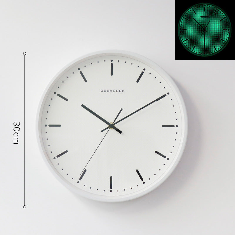 Minimalist Night-Glow Silent Wall Clock â€?12" Metal & Glass