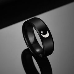 Engraved Sun and Moon Promise Rings Set for 2