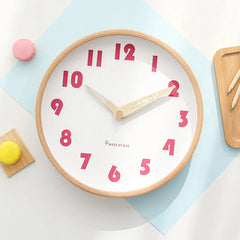 Classroom Silent Wall Clock â€?Solid Wood, 12" (Non-Ticking)