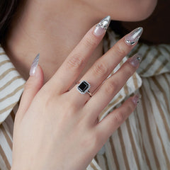 3 Carat Black Moissanite Diamond Women Ring