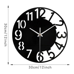 Big Numerals Silent Wall Clock â€?12" Modern MDF (Black)