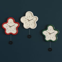 Cute Flower Pendulum Wall Clock - Silent Non Ticking Decor