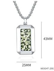Engraved Vertical Pendant Mens Army Necklace