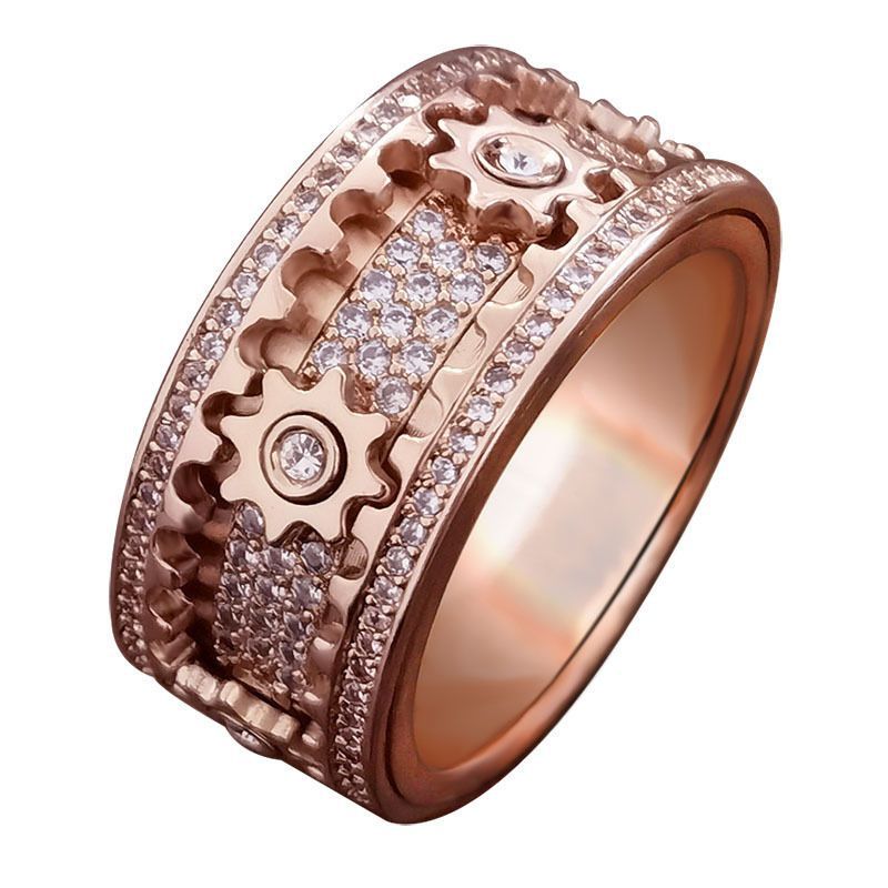 Engraved Kinetic Gears Fidget Ring