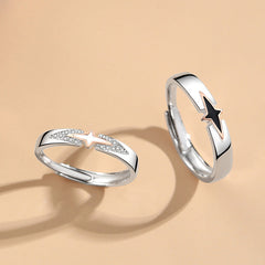Custom Engravable Matching Stars Couple Rings (Adjustable)