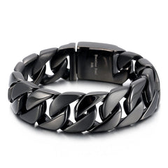 Personalized Thick Cuban Chain Mens Bracelet Black