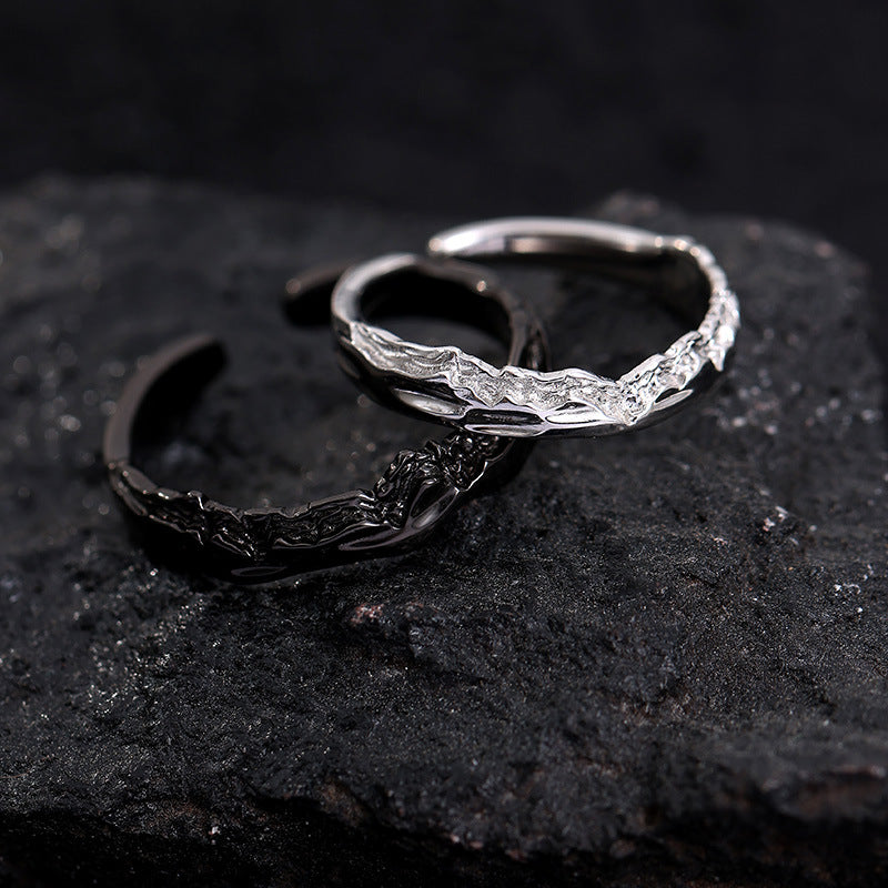 Black & Silver Adjustable Matching Wedding Bands
