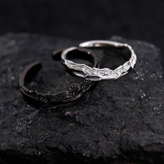 Black & Silver Adjustable Matching Wedding Bands
