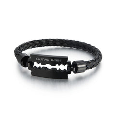 Custom Barber Gift Bracelet - Personalized Razor Blade for Men