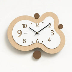 Odd Shaped Silent Pendulum Wall Clock - Irregular Decorative Clock for Livingroom/Bedroom