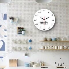 Music Notes Wall Décor Silent Circular Clock â€?Artistic and Stylish Design