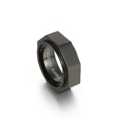 Engraved Gift for Mechanic Nut Shaped Men Ring