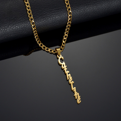 Thick Chain Vertical Name Necklace
