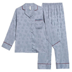 Elegant Floral Jacquard Satin Couple Pajamas