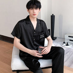 Minimalist Faux Silk Couple Pajamas â€?Modern Unisex Sleepwear Set by Gullei
