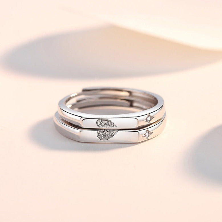 Matching Half Hearts Couple Promise Rings Set
